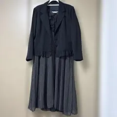 【23号】ジャケット、ドットロングワンピースセット