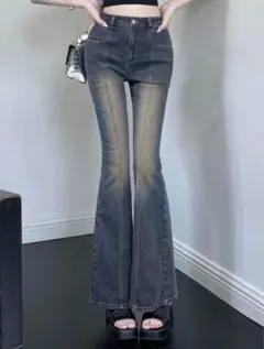 shein フレアパンツ　デニム　新品未使用タグ付き