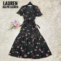 極美品 ローレンラルフローレン 花柄フレアワンピースドレス POLO RALPH LAUREN（ポロ ラルフ ローレン）の「フローラル