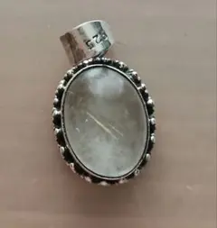 ルチルクォーツ 天然石 ネックレス シルバ トップ