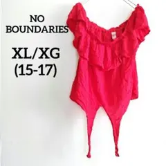 一点物 NOBOUNDARIES 赤 フリル付き リボントップス【XL/XXL】