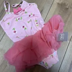新品 next ネクスト ベビー フリル 水着 リボン 花柄 ワンピース 90