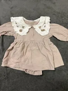 ピンク フリル襟ロンパース 70サイズ