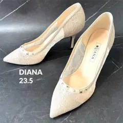 【美品】DIANA レース スタッズ パンプス ピンクベージュのサムネイル