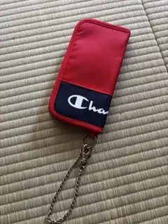 Champion 長財布 レッド/ネイビー チェーン付き