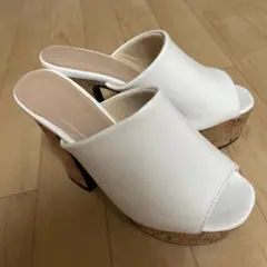 厚底　太ヒールオープントゥ　ミュールサンダル