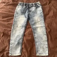 ケミカルウォッシュ デニムパンツ ウエストゴム ドローストリング