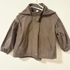 キッズブラウン フード付きフード取り外し可能ジャケット 【サイズ100】