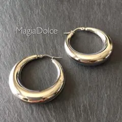 5207◉silver 38㎜ シルバーピアス フープピアス ステンレスピアス