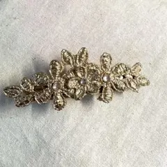 バレッタ　金色　花　パーティ　アクセサリー