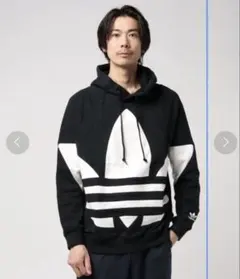 【希少品】adidasOriginalsビックロゴパーカー/M ブラック