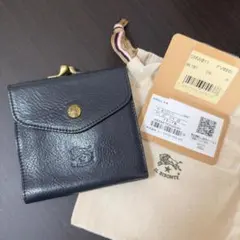 ⭐️未使用級⭐️　IL BISONTE　がま口　三つ折り財布　ブラック　レザー ⭐️未使用級⭐️ IL BISONTE がま口 三つ折り財布 ブラック レザー