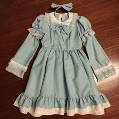 女児 フォーマルドレス 水色 エプロン付き