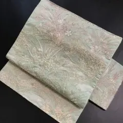 名古屋帯　化繊　上品なパステルグリーン