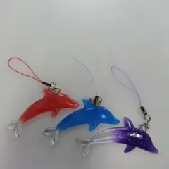 イルカ レジンストラップ 3個セット ラメ入り