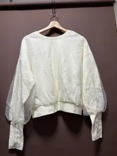 ミィー様専用アイボリー クロップドトレーナー シースルー袖