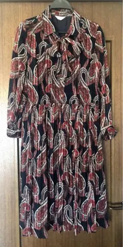 ペイズリー柄リボン付きワンピース ヴィンテージ