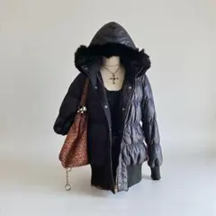 ファーダウンジャケット 平成 y2k フェアリーグランジ ダークコア