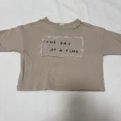 ベージュ クロップドTシャツ メッセージプリント