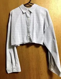ストライプシャツ クロップド丈