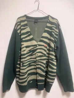 HUF ゼブラ柄カーディガン Lサイズ グリーン