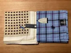 POLO チェック柄とドット柄ハンカチ2枚セット