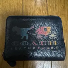 COACH 二つ折り財布 ブラック レキシー 恐竜