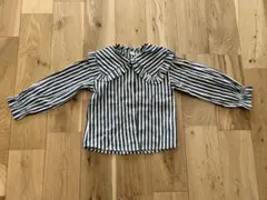 p.premierストライプ柄フリル襟長袖シャツ