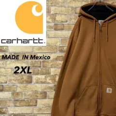 カーハート　メキシコ製　ジップアップパーカー　ビッグシルエット　キャメル　2XL