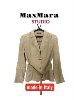 MaxMara STUDIO テーラードジャケット リネン 100%ベルト付42のサムネイル