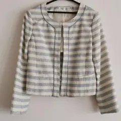 ノーカラージャケット ツイードジャケット