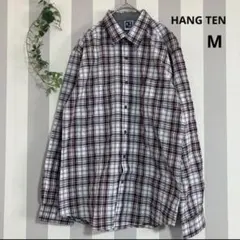 ハンテン【M】チェック柄の長袖シャツ◎メンズ◎大人カジュアル◎胸ポケットありのサムネイル