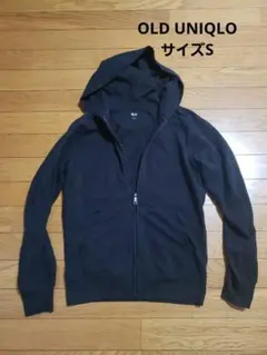 OLD UNIQLO ジップアップパーカー　サイズS 　ブラック　短丈
