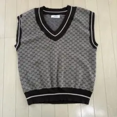 SONNYLABEL 総柄ニットベスト Vネック ブラウン