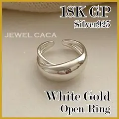 No,728　ワイド オープンリング　指輪　フリーサイズ　K18　S925　WG