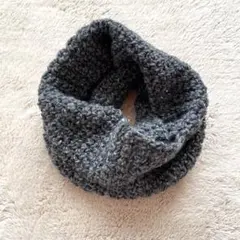 ハンドメイド　グレー　ニットスヌード