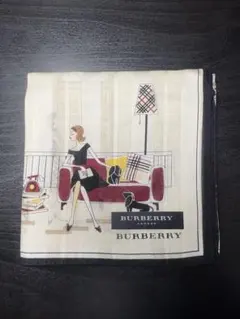 【新品未使用】BURBERRY ハンカチ イラストデザイン(女の子・犬)