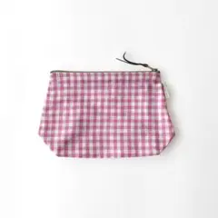 fog linen work フォグリネンワーク ポーチ ピンクチェックのサムネイル