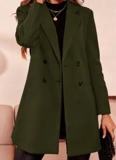SHEIN ダブルボタン チェスターコート／グリーン／XXLサイズ相当
