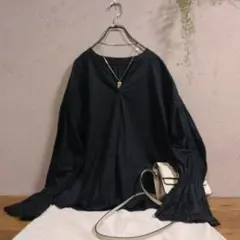美品25SS アンフィーロ 大きいサイズ XL 接触冷感 ボリュームブラウス 