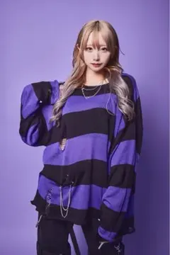 PSYCHO NATION ダメージニット紫