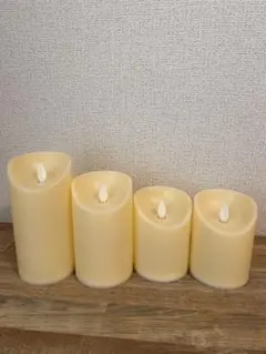 【美品】LEDライト付きクリーム色フェイクキャンドル4個セット　※電池なし