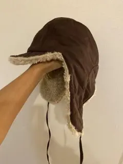 ブラウン フライトキャップ 耳あて付き