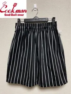 ★黒 ストライプ★ COOKMAN クックマン シェフパンツ ハーフパンツ M
