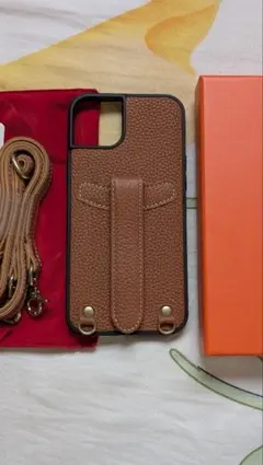 COGURE iPhone15 plus ケース ストラップ付き ブラウン