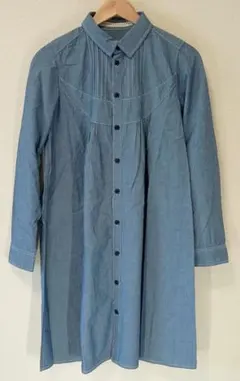 【最終値下げ!!】スナオクワハラ　長袖　ひざ丈　シャツワンピース　ブルー