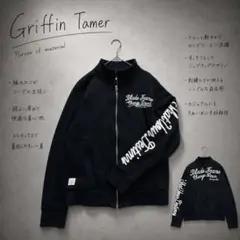 Y8523【グリフィンテイマー】ジップアップジャケット 刺繍ロゴ 羽織り 黒 Lのサムネイル