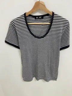 BEAMS ストライプ Uネック Tシャツ