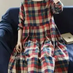 ギンガムチェックワンピース S 綿100