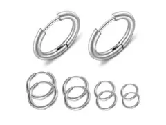 【フープピアス】幅1.6mm 内径10mm【両耳用】シルバー